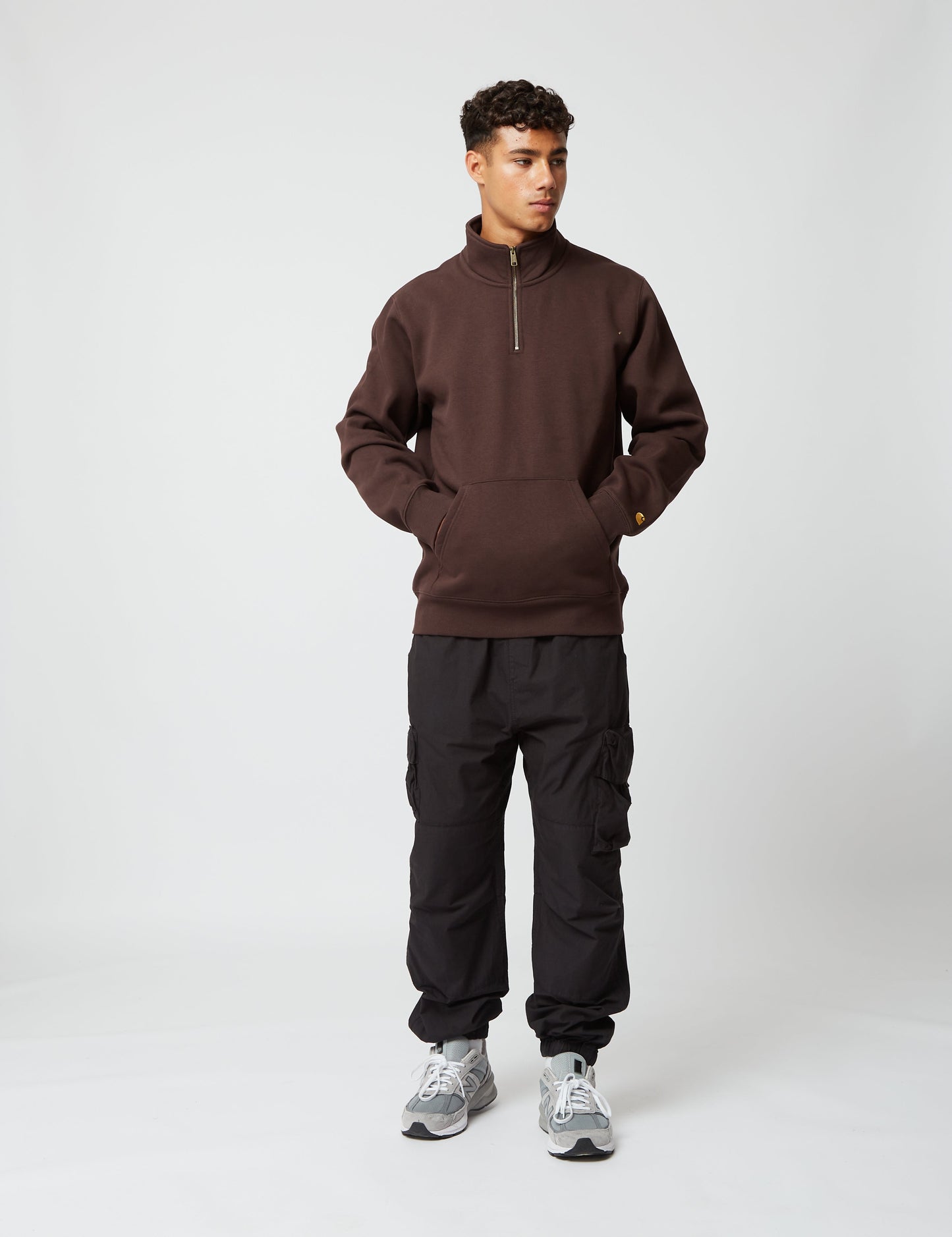 Chase Neck Zip Sweatshirt - Dark Umber Brown