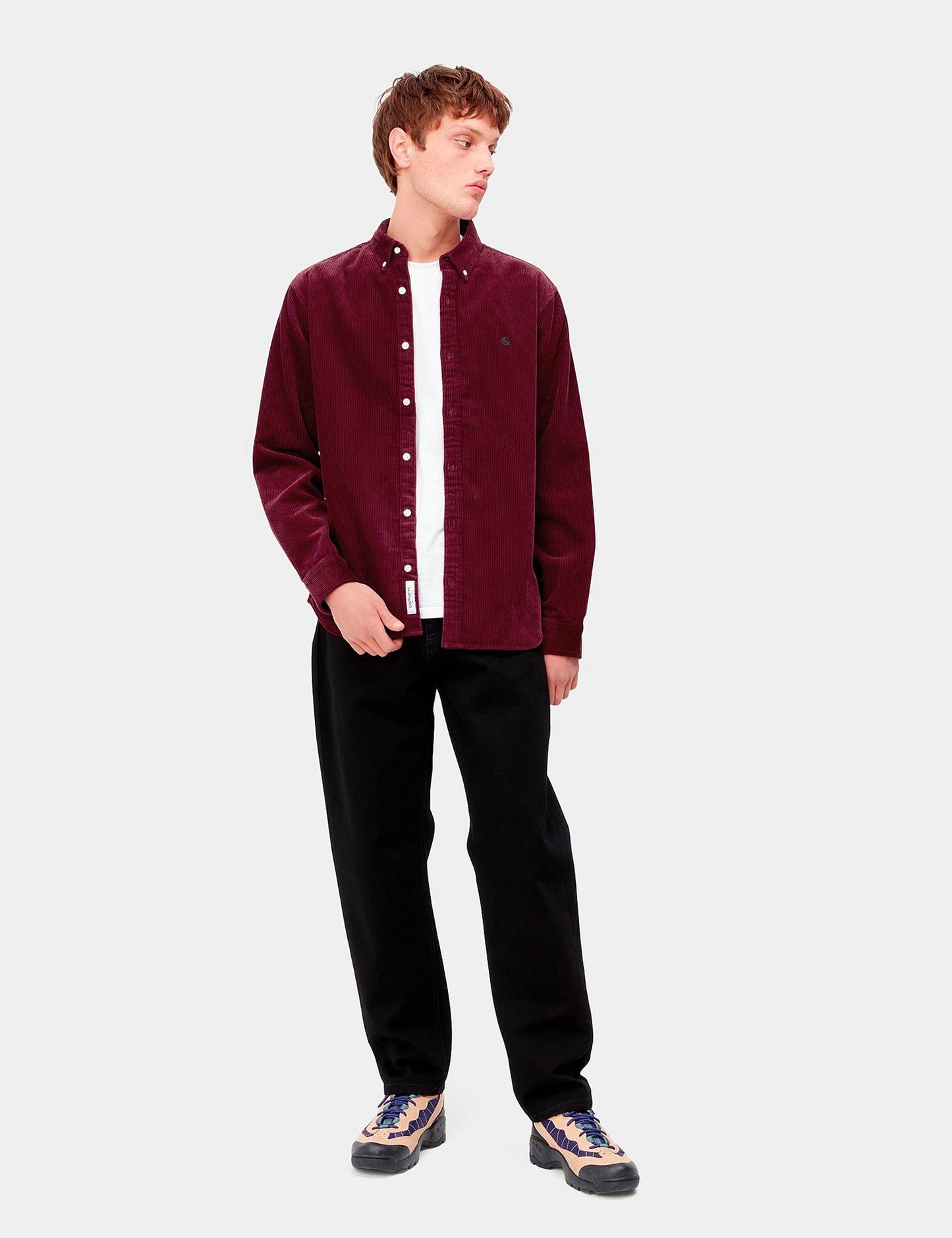 Madison Cord Shirt - Corvina Burgundy/Black