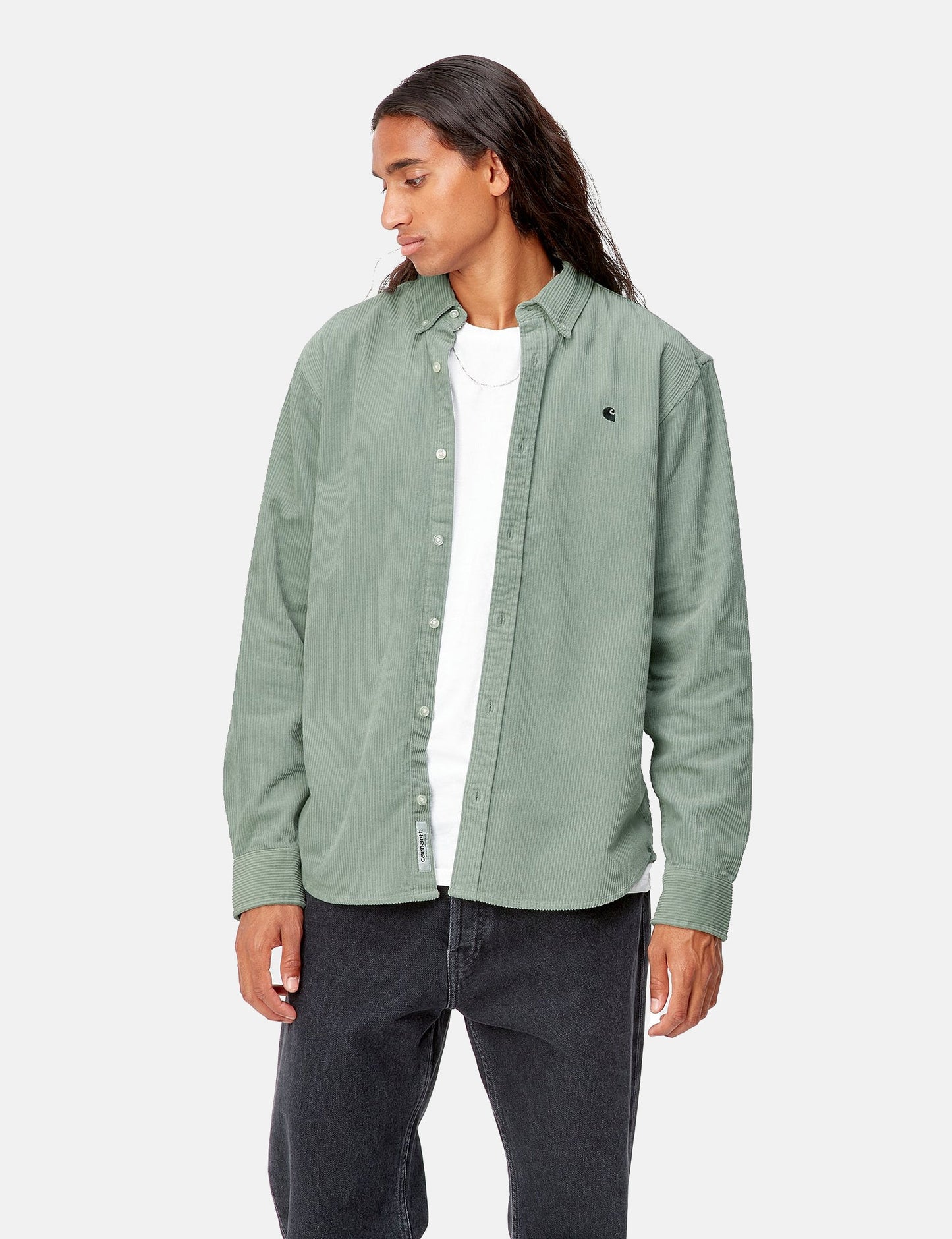 Madison Cord Shirt - Misty Sage Green/Black