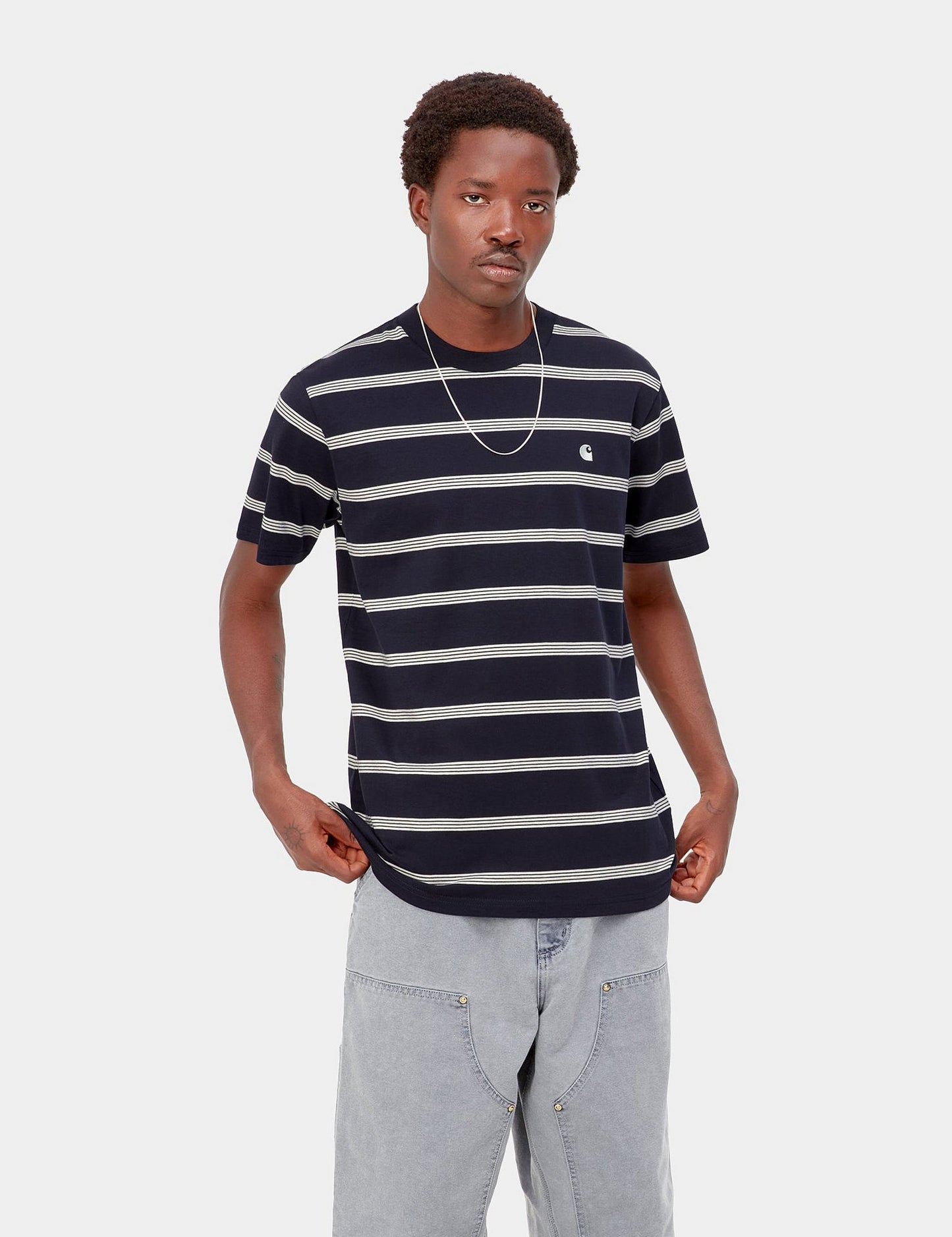 Glover Stripe T-Shirt - Dark Plum Purple/Wax/Wax