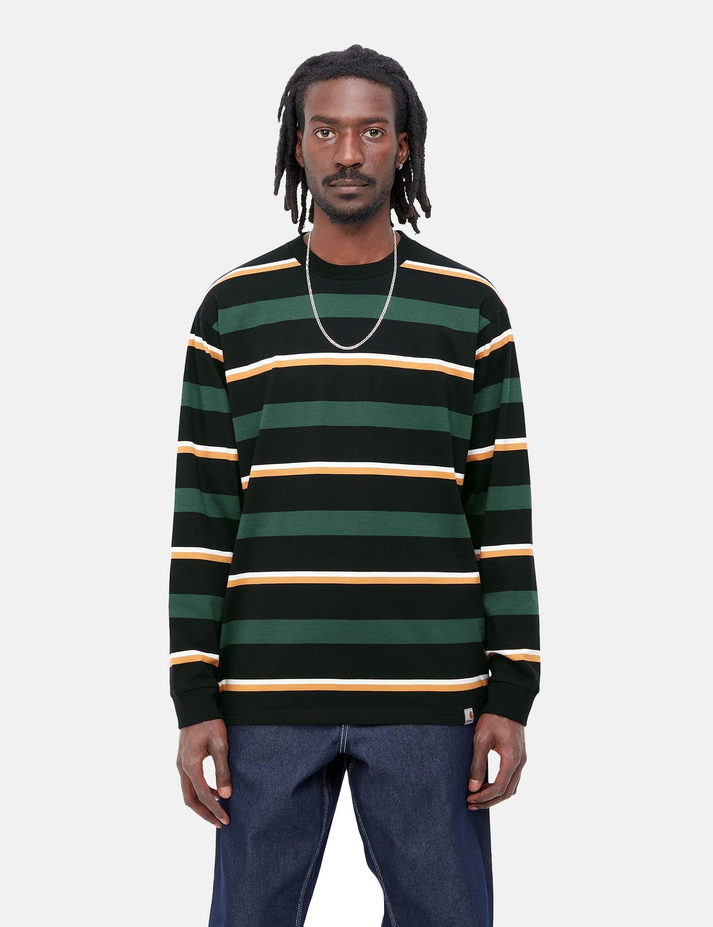 Bowman Stripe Long Sleeve T-Shirt - Juniper Green