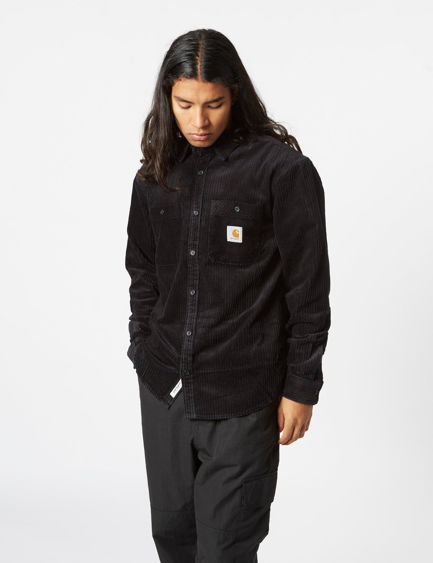 Rhodes Long Sleeve Shirt (Loose, Corduroy) - Black