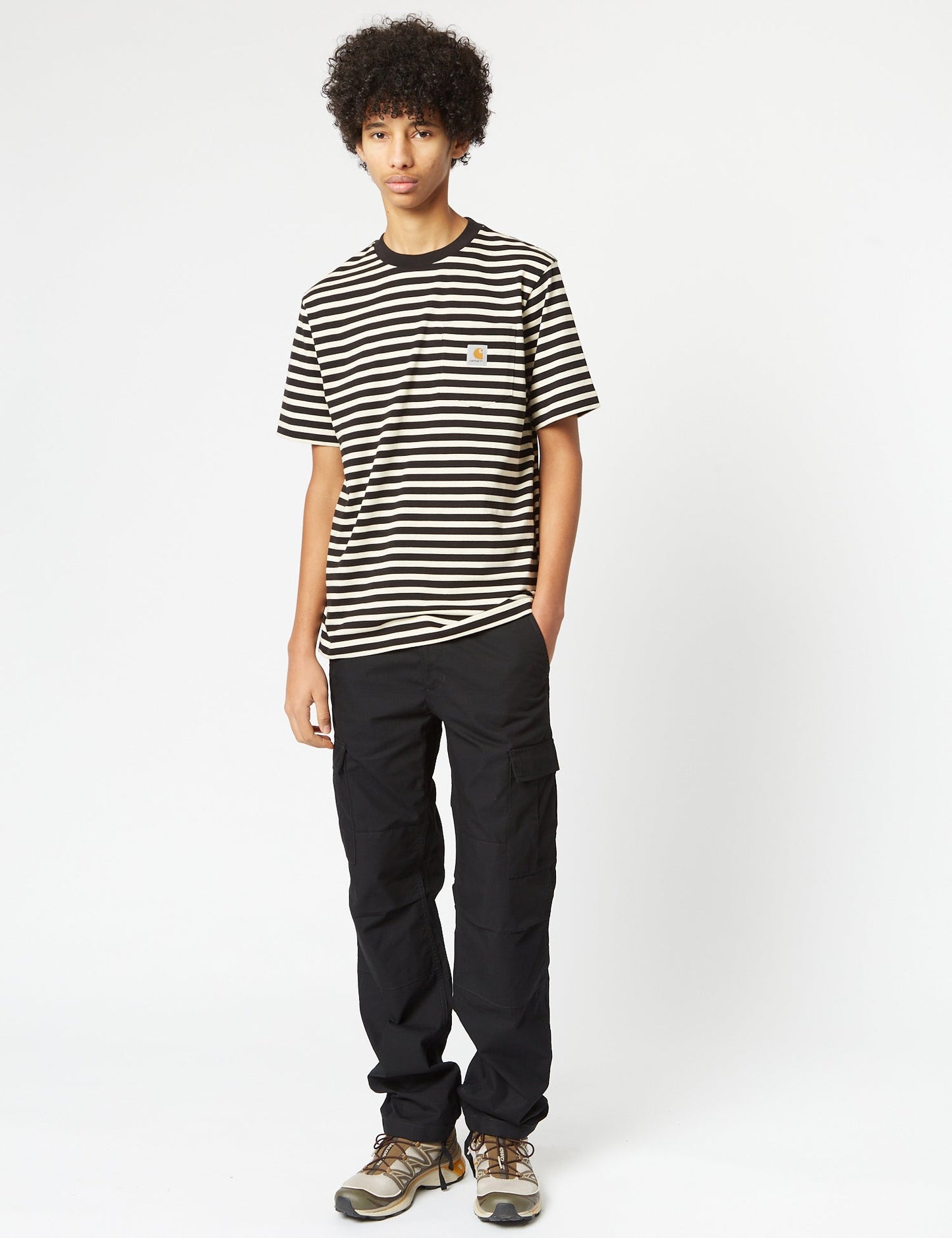 Seidler Pocket T-Shirt (Seidler Stripe) - Salt Grey/Black